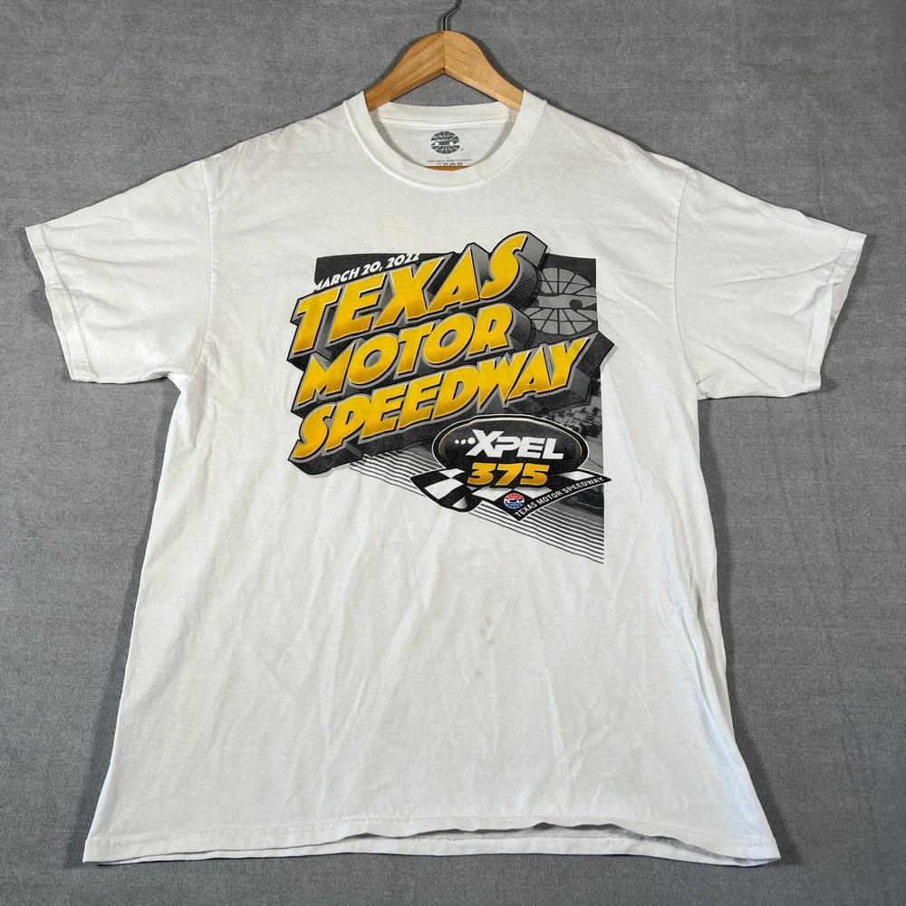 Texas Motor Speedway XPEL 375 IndyCar Graphic T Shirt Mens Large White Cotton